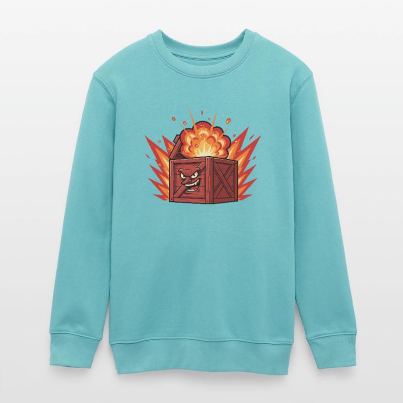 Exploding wooden box with a grim face Teens Organic Sweatshirt by Stanley/Stella