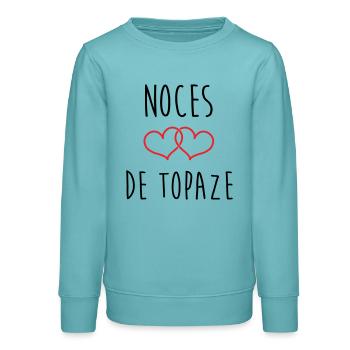 Noces de topaze 44 ans de mariage - Sweat ado bio Stanley/Stella - turquoise pastel - Devant - AI Model Teenager Male light (155cm)