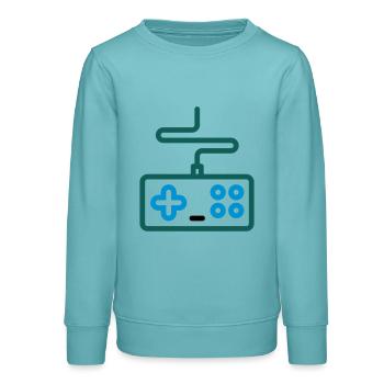 Gaming / eSports / Kontroller - Teenager Organic Sweatshirt Mini Changer von Stanley/Stella - Pastelltürkis - Vorne - AI Model Teenager Male light (155cm)