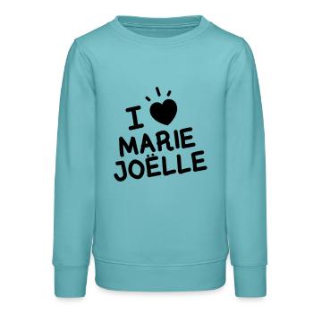 I Love Marie Joelle - Sweat ado bio Stanley/Stella - turquoise pastel - Devant - AI Model Teenager Male light (155cm)