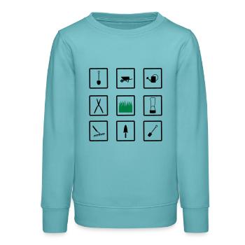 gardening icons - Teens Organic Sweatshirt by Stanley/Stella - pastel turquoise - Front - AI Model Teenager Male light (155cm)