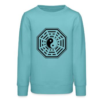 Bagua, Pakua, Yin Yang, Feng Shui, Arts martiaux - Sweat ado bio Stanley/Stella - turquoise pastel - Devant - AI Model Teenager Male light (155cm)