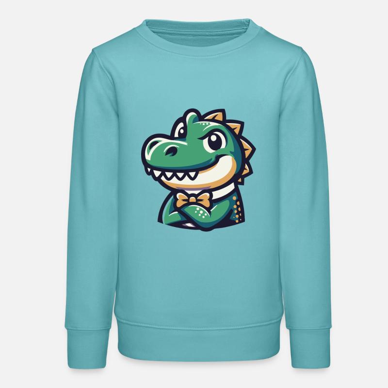 Crocodile en nœud papillon - Sweat ado bio Stanley/Stella - turquoise pastel