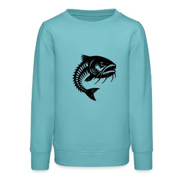 Fischgrate mit schlechter Laune - Teenager Organic Sweatshirt Mini Changer von Stanley/Stella - Pastelltürkis - Vorne - AI Model Teenager Male light (155cm)