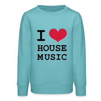I Love House Music! - Teens Organic Sweatshirt by Stanley/Stella - pastel turquoise - Front - AI Model Teenager Male light (155cm)