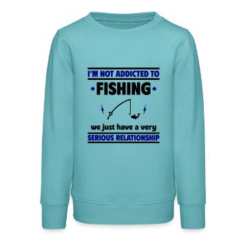 Je ne suis pas accro à la pêche - Sweat ado bio Stanley/Stella - turquoise pastel - Devant - AI Model Teenager Male light (155cm)