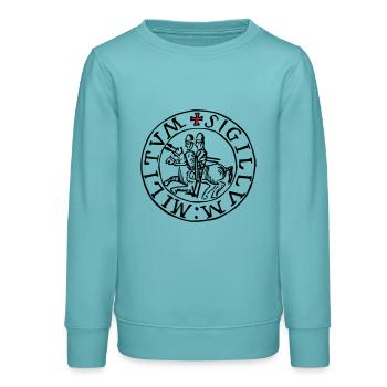 templar knights seal - Sweat ado bio Stanley/Stella - turquoise pastel - Devant - AI Model Teenager Male light (155cm)