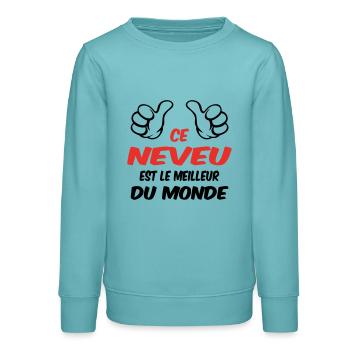 MEILLEUR NEVEU - Sweat ado bio Stanley/Stella - turquoise pastel - Devant - AI Model Teenager Male light (155cm)