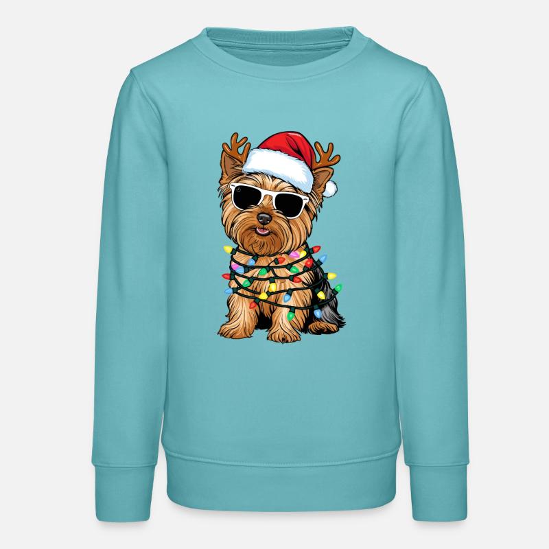 Yorkshire terrier de Noël - Sweat ado bio Stanley/Stella - turquoise pastel