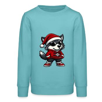 Wolf Weihnachten Cool X-Mas - Teenager Organic Sweatshirt Mini Changer von Stanley/Stella - Pastelltürkis - Vorne - AI Model Teenager Male light (155cm)