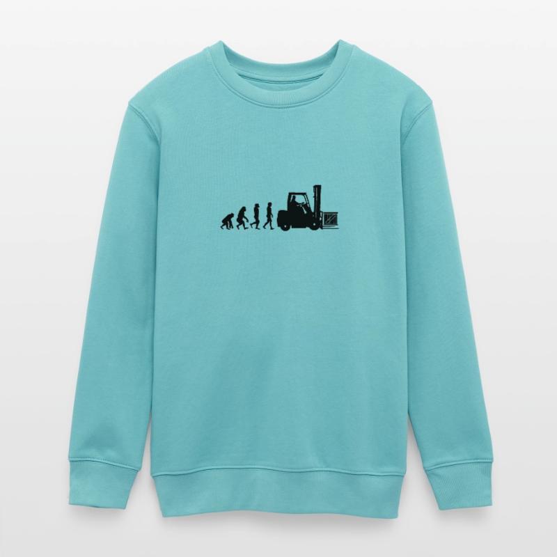 Evolution eines Staplerfahrer Teenager Organic Sweatshirt Mini Changer von Stanley/Stella