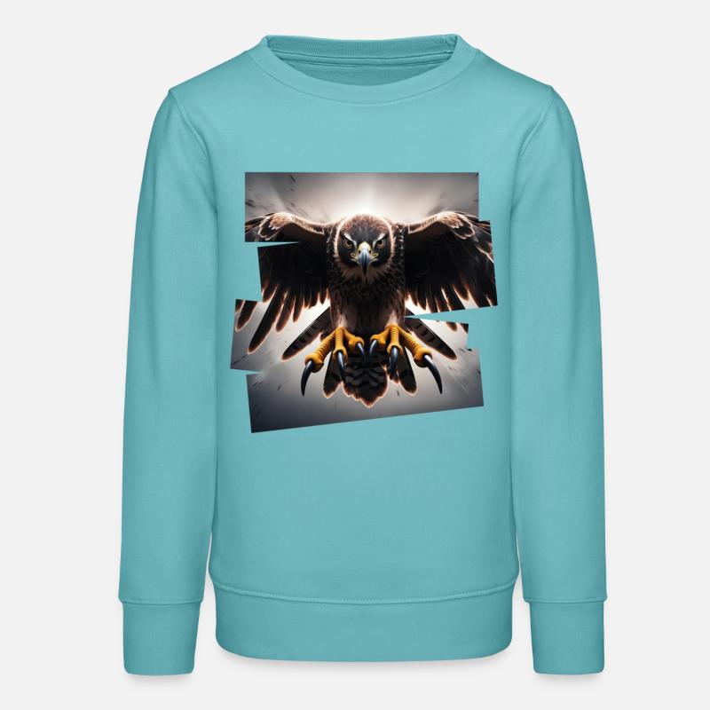 Eagle Frontal Attack - Teens Organic Sweatshirt by Stanley/Stella - pastel turquoise