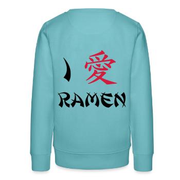 I love Ramen - Sweat ado bio Stanley/Stella - turquoise pastel - Dos - AI Model Teenager Male light (155cm)