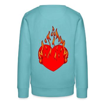 Herz Feuer Flamme Inferno Liebe verliebt Beziehung - Teenager Organic Sweatshirt Mini Changer von Stanley/Stella - Pastelltürkis - Hinten - AI Model Teenager Male light (155cm)