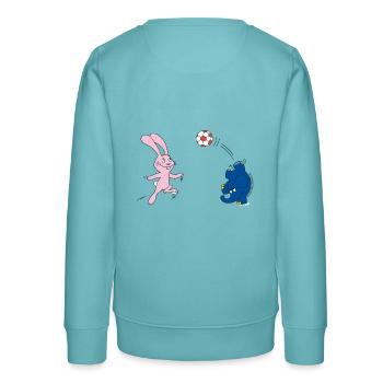 Elefant und Hase spielen Fussball - Teenager Organic Sweatshirt Mini Changer von Stanley/Stella - Pastelltürkis - Hinten - AI Model Teenager Male light (155cm)