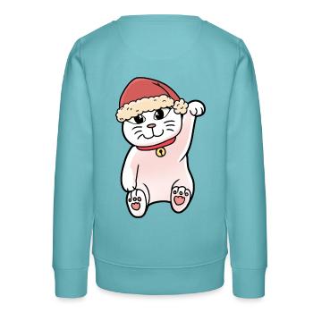Nikolaus Katze Weihnachtsgeschenk Katzen Xmas - Teenager Organic Sweatshirt Mini Changer von Stanley/Stella - Pastelltürkis - Hinten - AI Model Teenager Male light (155cm)