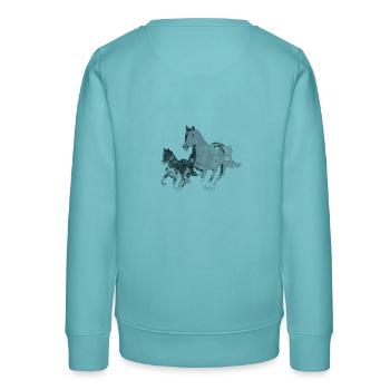 Pferde Horses - Teenager Organic Sweatshirt Mini Changer von Stanley/Stella - Pastelltürkis - Hinten - AI Model Teenager Male light (155cm)