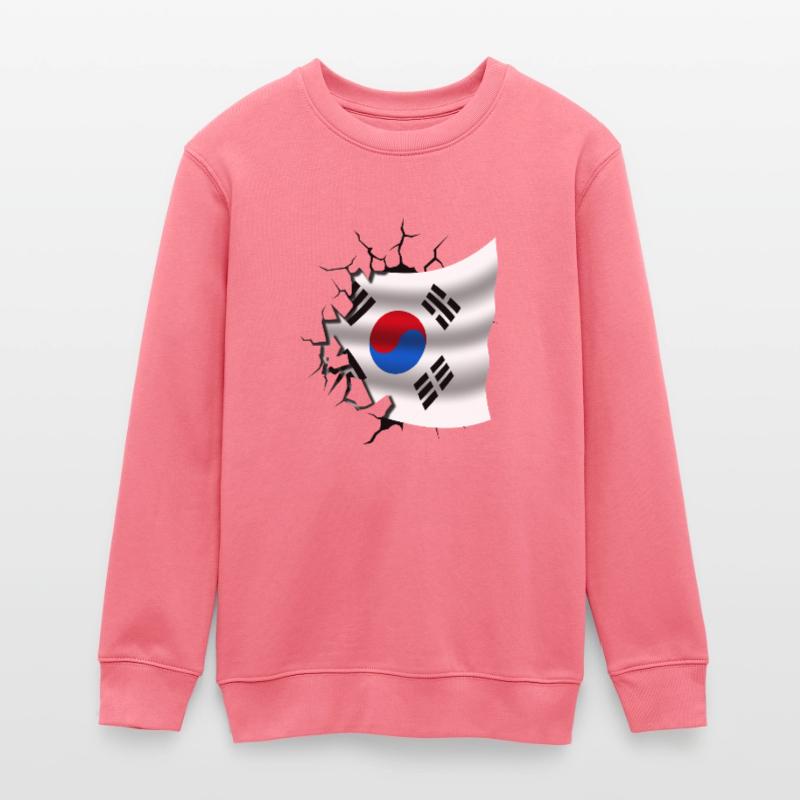 Drapeau de la Corée - Corée - Drapeau Broken Design Sweat ado bio Stanley/Stella