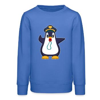 pingouin policier sifflet police - Sweat ado bio Stanley/Stella - carolina blue - Devant - AI Model Teenager Male dark (155cm)