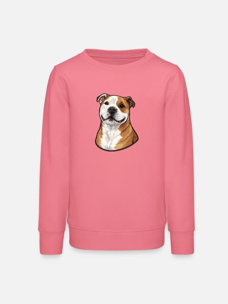 Fröhlicher Bulldoggen Mischling Portrait - Teenager Organic Sweatshirt Mini Changer von Stanley/Stella - Pink 