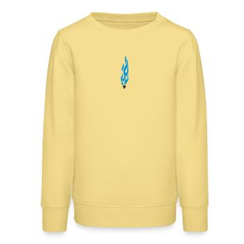flammen - Teenager Organic Sweatshirt Mini Changer von Stanley/Stella - Gelb Viva  - Vorne - AI Model Teenager Male dark (155cm)