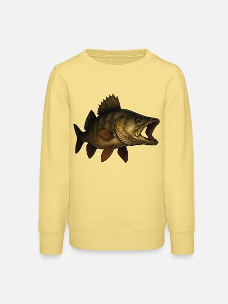 Detaillierter Zander Fisch Kunstwerk - Teenager Organic Sweatshirt Mini Changer von Stanley/Stella - Gelb Viva 