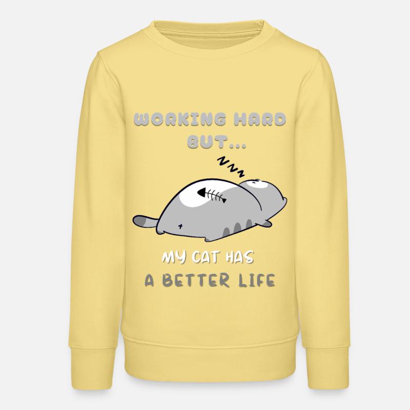 Cat Work, Better Life - Teens Organic Sweatshirt by Stanley/Stella - viva yellow 