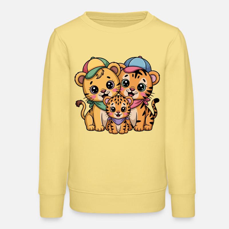 Amis Lion Tigre Léopard mignons - Sweat ado bio Stanley/Stella - jaune viva 