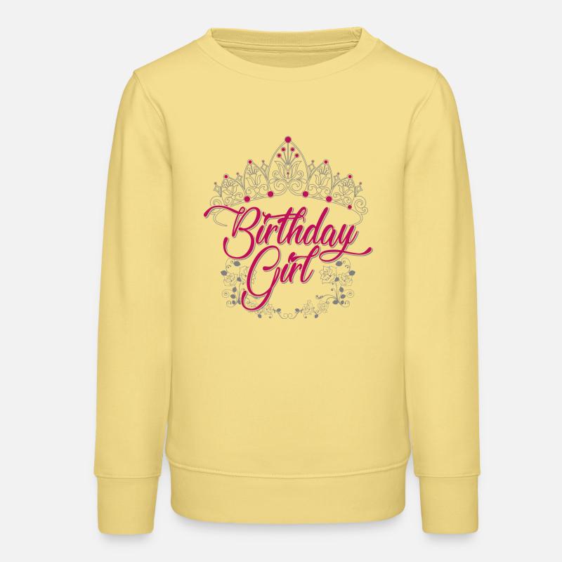 Écriture de tiare de la fille d’anniversaire - Sweat ado bio Stanley/Stella - jaune viva 