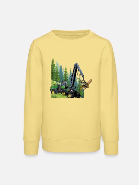 Harvester, Holzvollernter im Wald - Teenager Organic Sweatshirt Mini Changer von Stanley/Stella - Gelb Viva 
