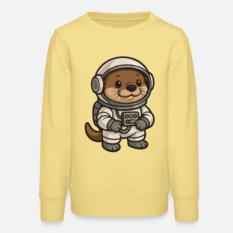 Illustration de chat de l'espace - Sweat ado bio Stanley/Stella - jaune viva