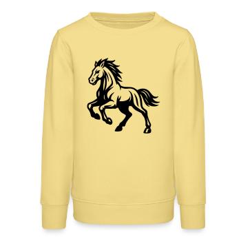 Pferd  - Teenager Organic Sweatshirt Mini Changer von Stanley/Stella - Gelb Viva  - Vorne - AI Model Teenager Male dark (155cm)