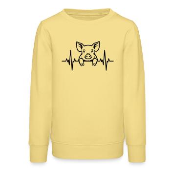 Battement de cœur de cochon – Doux Porcelet - Sweat ado bio Stanley/Stella - jaune viva  - Devant - AI Model Teenager Male dark (155cm)