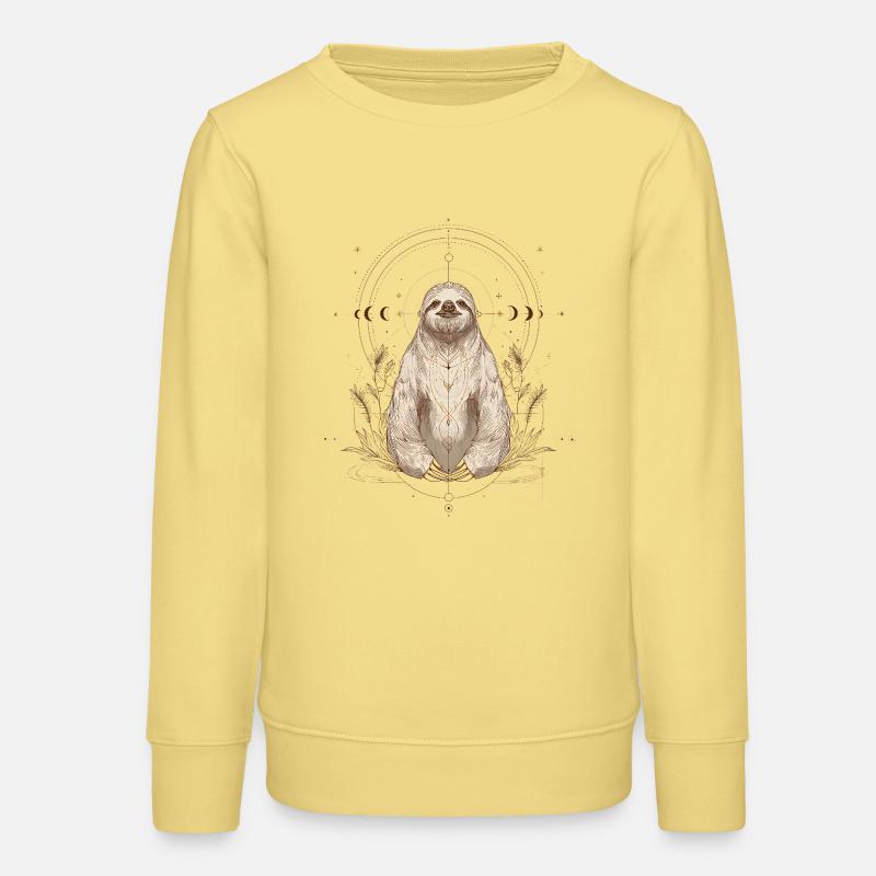 Sloth with moon phases in boho style - Teens Organic Sweatshirt by Stanley/Stella - viva yellow 