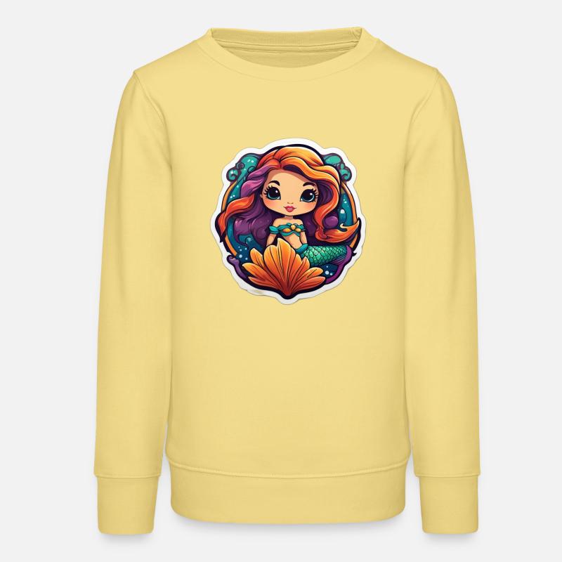 Rainbow Mermaid and Seashells - Teens Organic Sweatshirt by Stanley/Stella - viva yellow