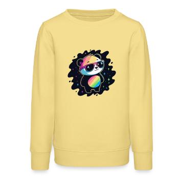 Panda arc-en-ciel galaxie lunettes cool - Sweat ado bio Stanley/Stella - jaune viva  - Devant - AI Model Teenager Male dark (155cm)