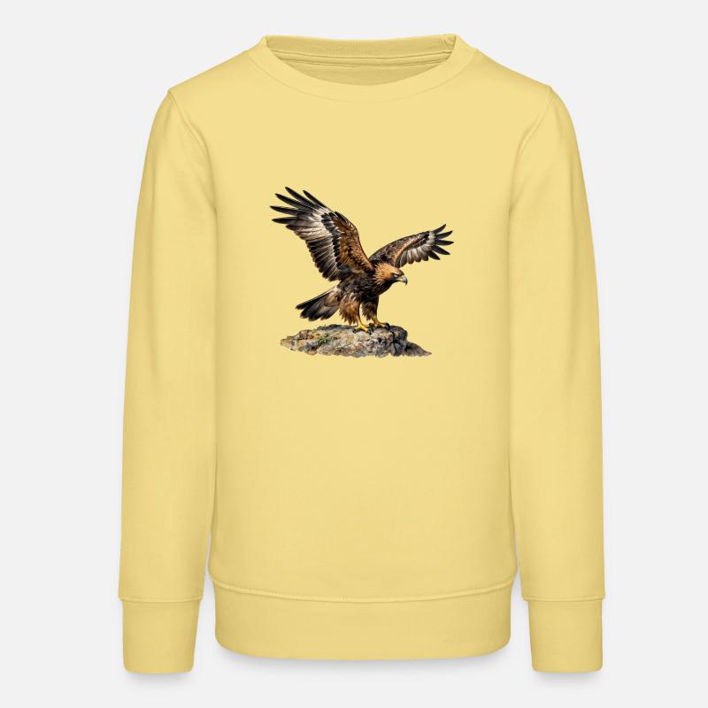 Aigle en vol sur roche escarpée - Sweat ado bio Stanley/Stella - jaune viva 