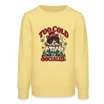 Zu kalt, um zu sozialisieren, Katzenbecher - Teenager Organic Sweatshirt Mini Changer von Stanley/Stella - Gelb Viva  - Vorne - AI Model Teenager Male dark (155cm)
