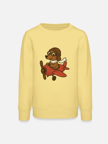 Abenteuerlicher Hund Pilot im Flugzeug - Teenager Organic Sweatshirt Mini Changer von Stanley/Stella - Gelb Viva 