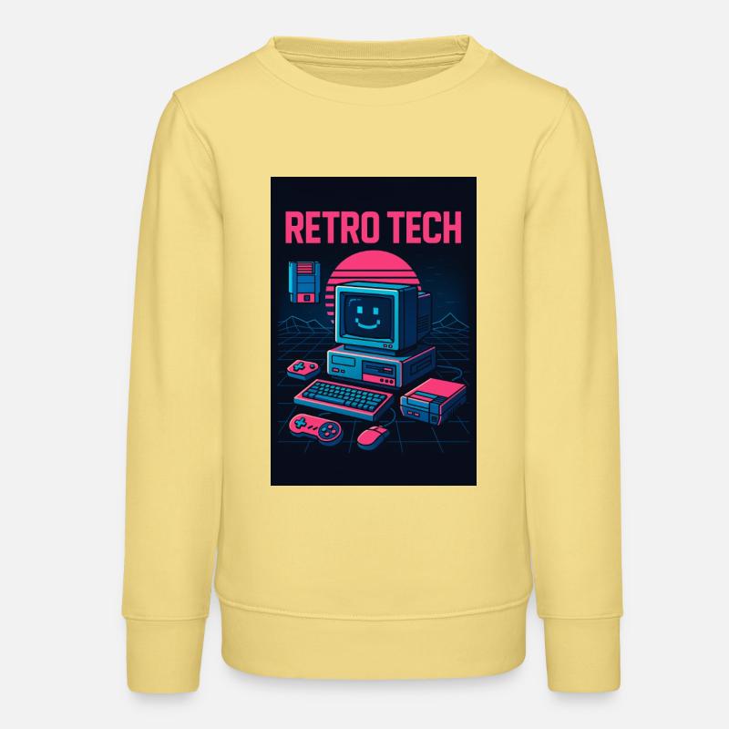Retro Tech Computer Graphic Designer with Smile - Teens Organic Sweatshirt by Stanley/Stella - viva yellow 