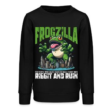 RIBBIT ET RUINE - FROGZILLA - Sweat ado bio Stanley/Stella - noir - Devant - AI Model Teenager Male light (155cm)