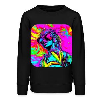 Neon Funky Pop Star Glow Party - Teenager Organic Sweatshirt Mini Changer von Stanley/Stella - Schwarz - Vorne - AI Model Teenager Male light (155cm)