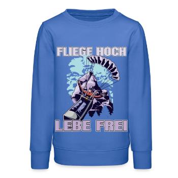 Voler haut, vivre en liberté - Le dicton du parapente - Sweat ado bio Stanley/Stella - carolina blue - Devant - AI Model Teenager Male dark (155cm)