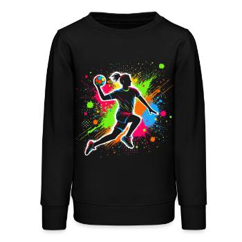 Handball Handballerin, bunt Handballspielerin - Teenager Organic Sweatshirt Mini Changer von Stanley/Stella - Schwarz - Vorne - AI Model Teenager Male light (155cm)