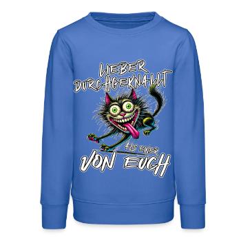 Katze Lieber durchgeknallt als einer von euch - Teenager Organic Sweatshirt Mini Changer von Stanley/Stella - carolina Blue - Vorne - AI Model Teenager Male dark (155cm)