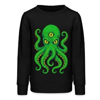 Tentacle Octopus with Third Eye Neon - Teens Organic Sweatshirt by Stanley/Stella - black - Front - AI Model Teenager Male light (155cm)