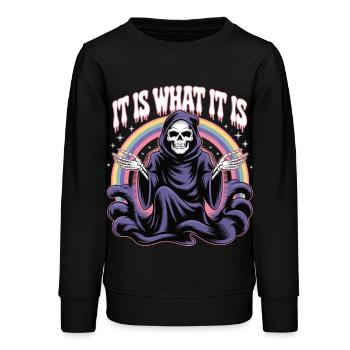 Schwarzer Humor mit Stil - Teenager Organic Sweatshirt Mini Changer von Stanley/Stella - Schwarz - Vorne - AI Model Teenager Male light (155cm)