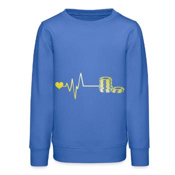 Poker jeton pouls coeur amour - Sweat ado bio Stanley/Stella - carolina blue - Devant - AI Model Teenager Male dark (155cm)
