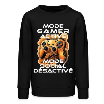 Gamer geek accro à la console de jeux vidéo humour - Sweat ado bio Stanley/Stella - noir - Devant - AI Model Teenager Male light (155cm)