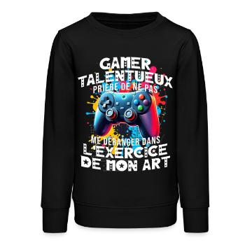 Gamer passionné de jeux vidéo console geek gaming - Sweat ado bio Stanley/Stella - noir - Devant - AI Model Teenager Male light (155cm)